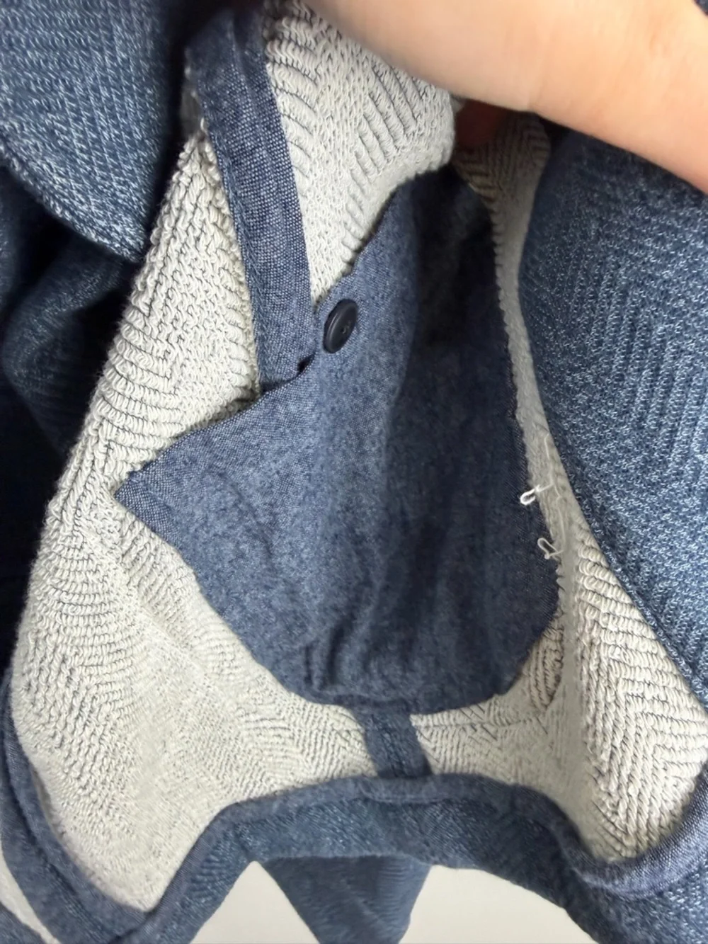 Grayers Blue Herringbone Swacket Knit Jacket Button Front Cotton L